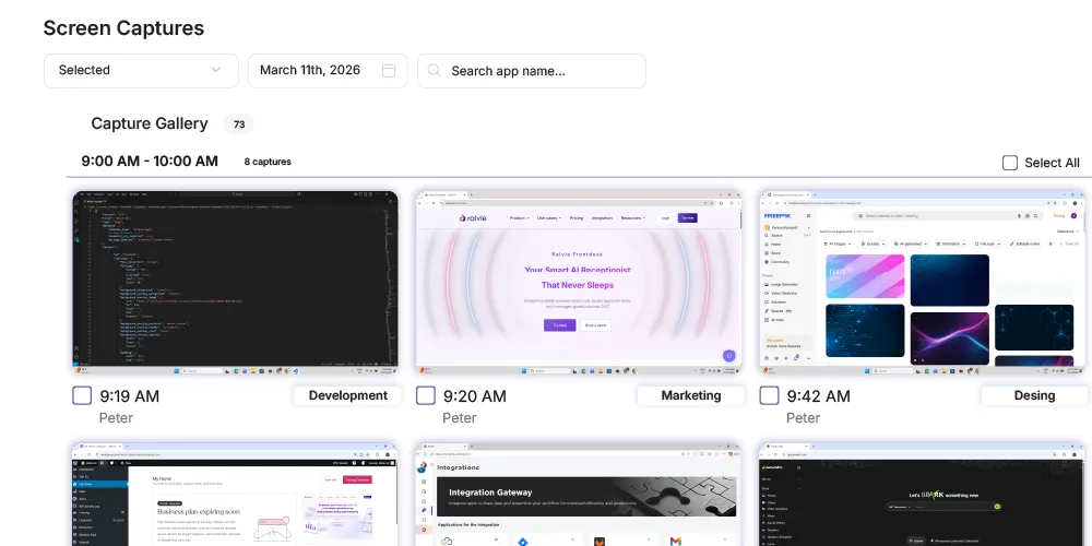 Intelligent Screen Capture interface