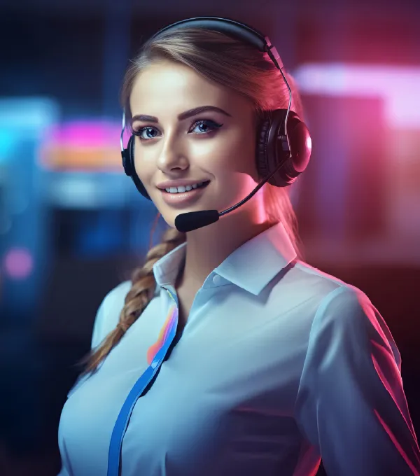 AI receptionist wearing a headset